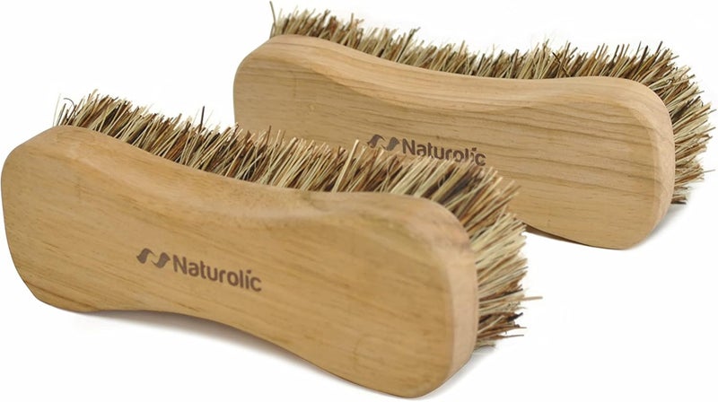 Naturolic All-Natural Wooden Scrub Brush Set | Wooden Handle | Palmyra Bristle Brush for Cleaning | Eco Friendly Cleaning Products | Scrub Brush Set of 2 - Image 3